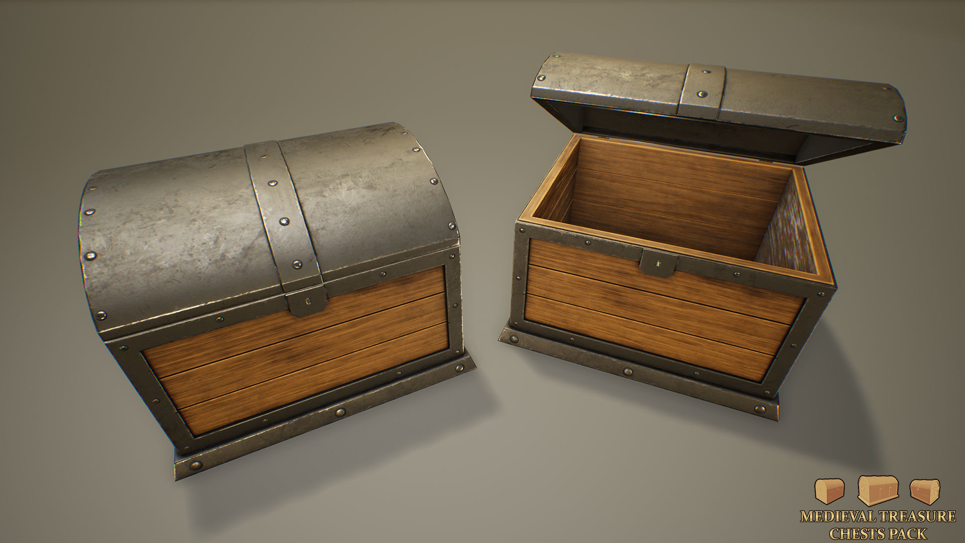 Medieval Treasure Chests Pack Low-poly 3D model_7