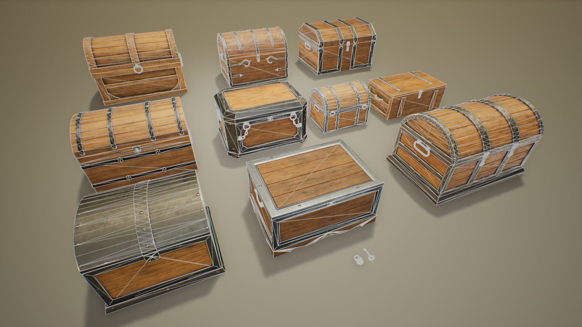 Medieval Treasure Chests Pack Low-poly 3D model_4