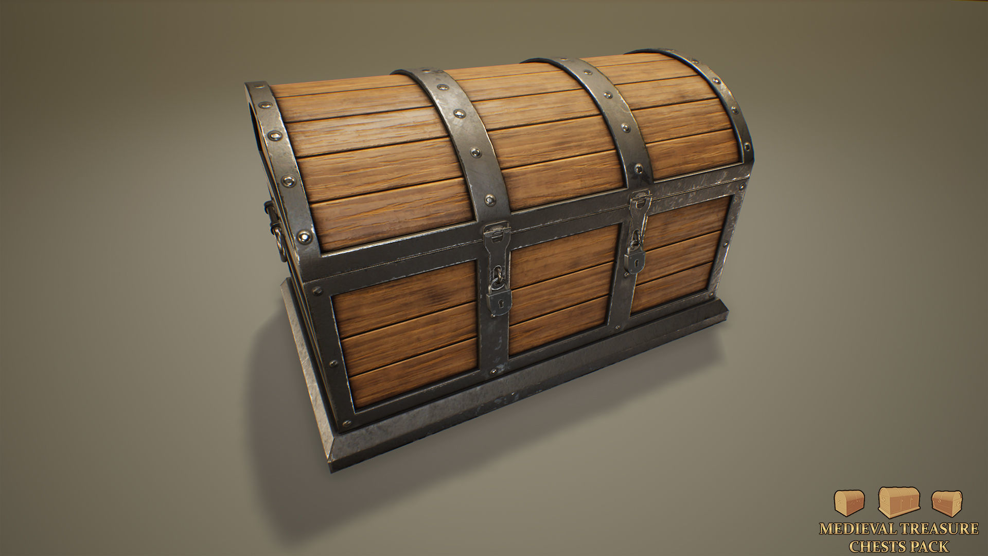 Medieval Treasure Chests Pack Low-poly 3D model_8