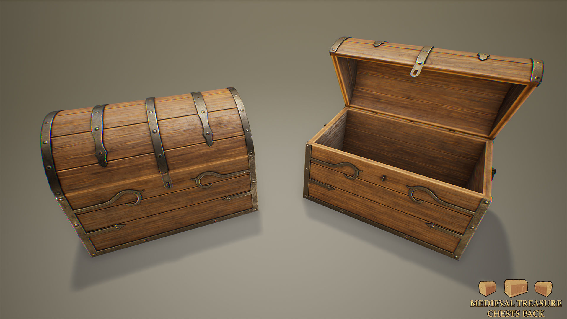 Medieval Treasure Chests Pack Low-poly 3D model_5
