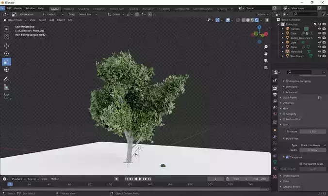 3D low poly tree model  extra bush  4k Textures