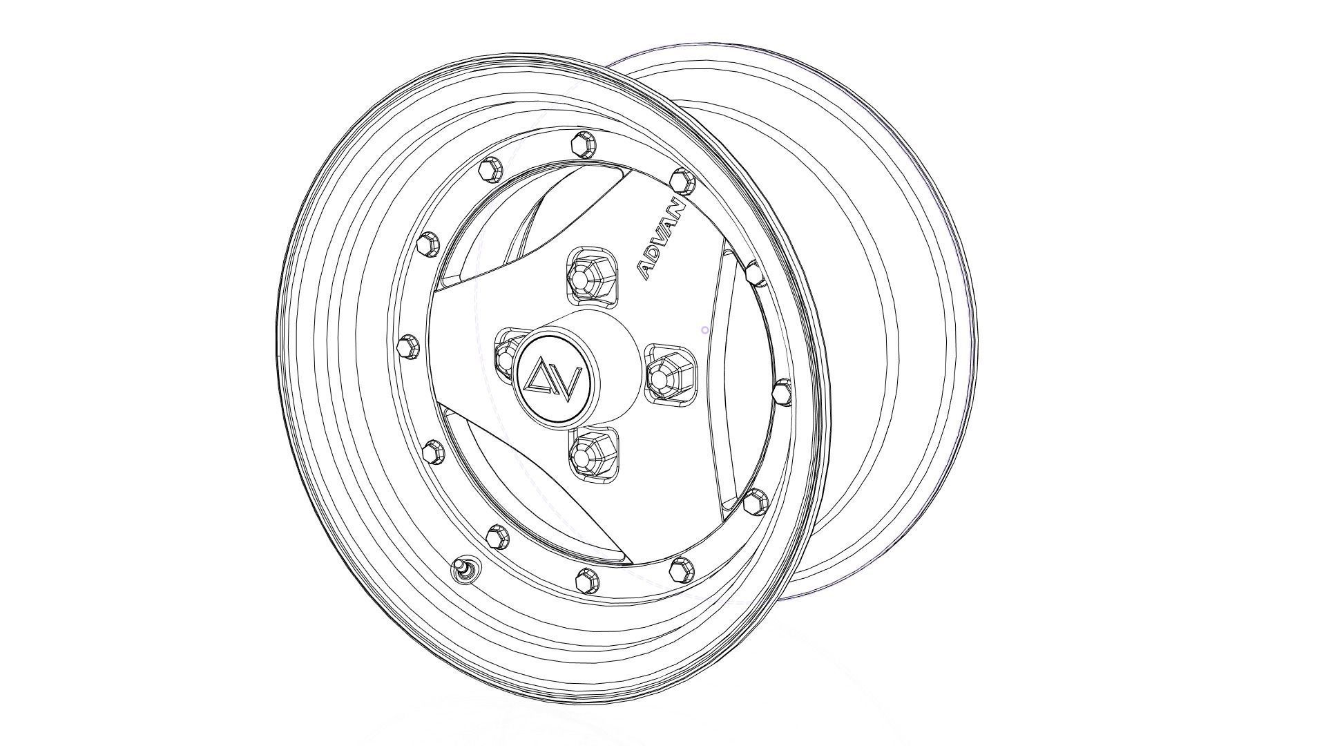 Advan 3 piece  rim 3D model_16