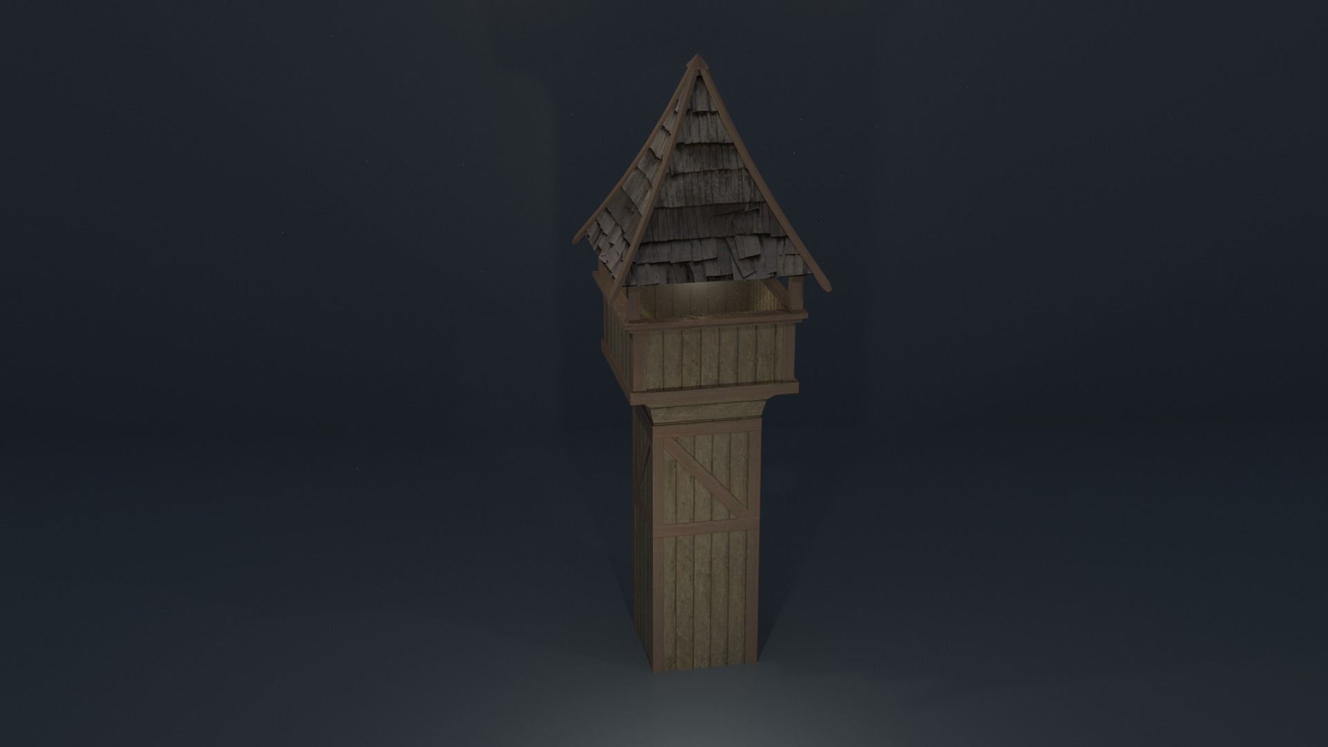 Medieval Lake town houses 3D model_6