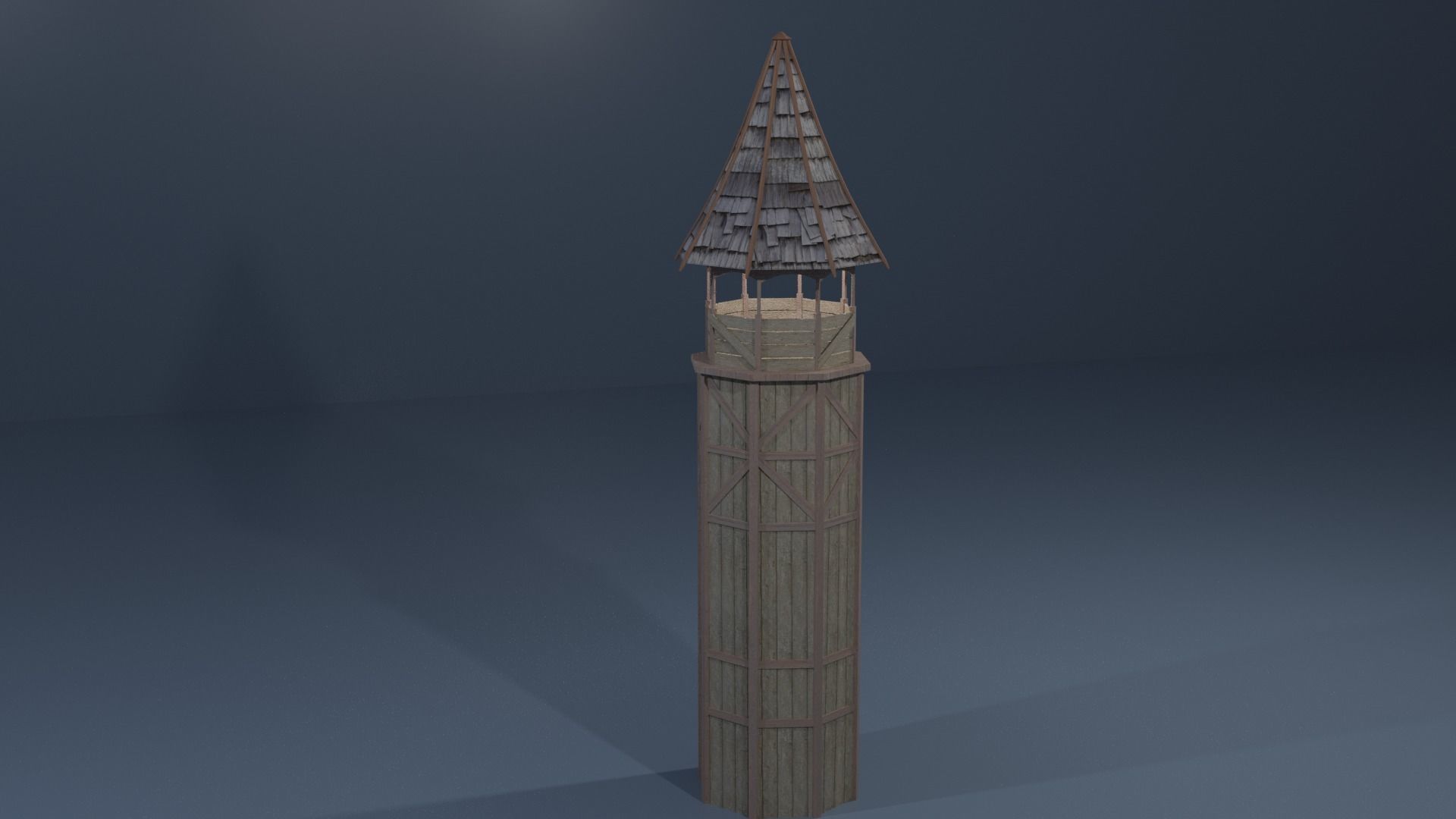 Medieval Lake town houses 3D model_7