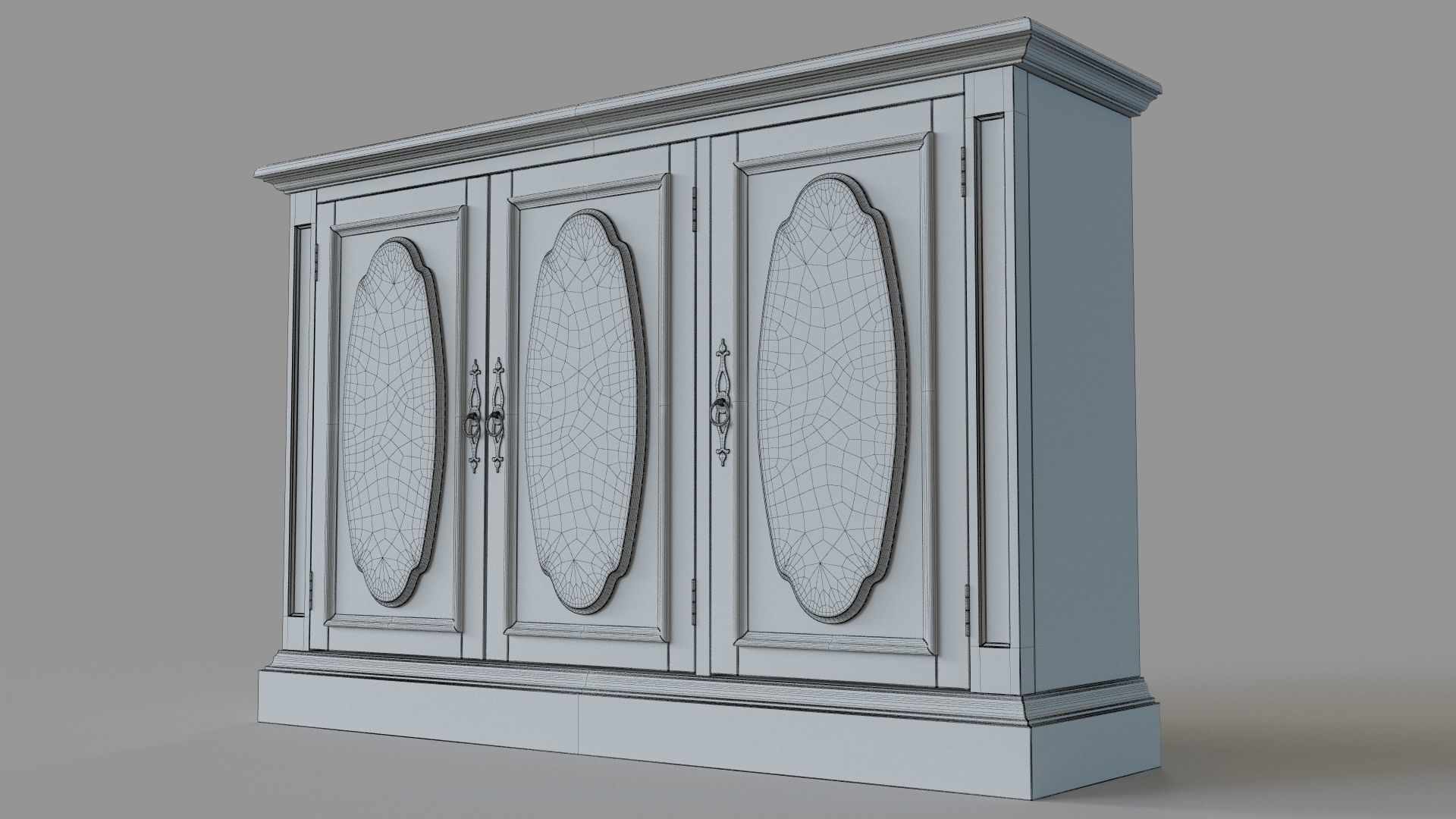 Three Door Media Console 3D model_5