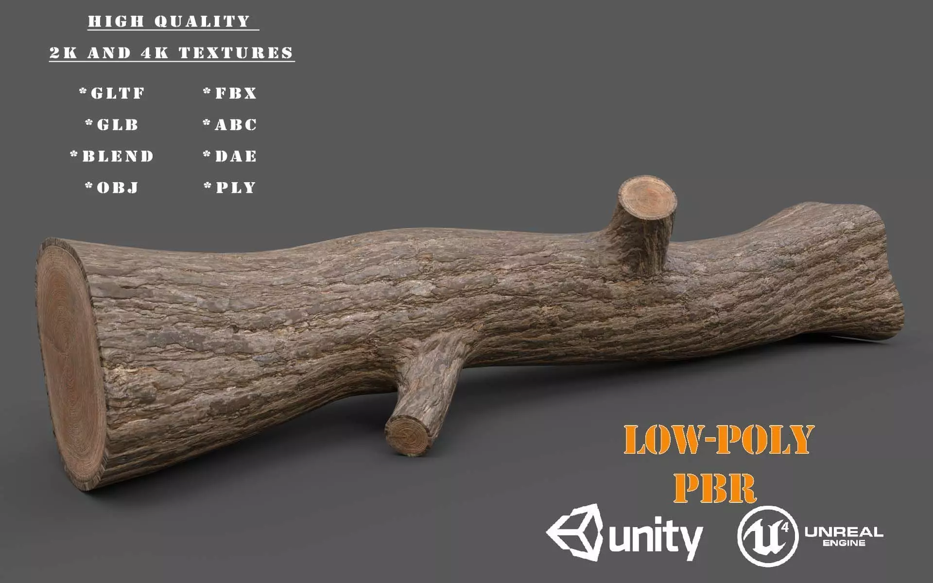 Big Pine Stump Low-Poly PBR Game Ready 3D Model Low-poly 3D model_0