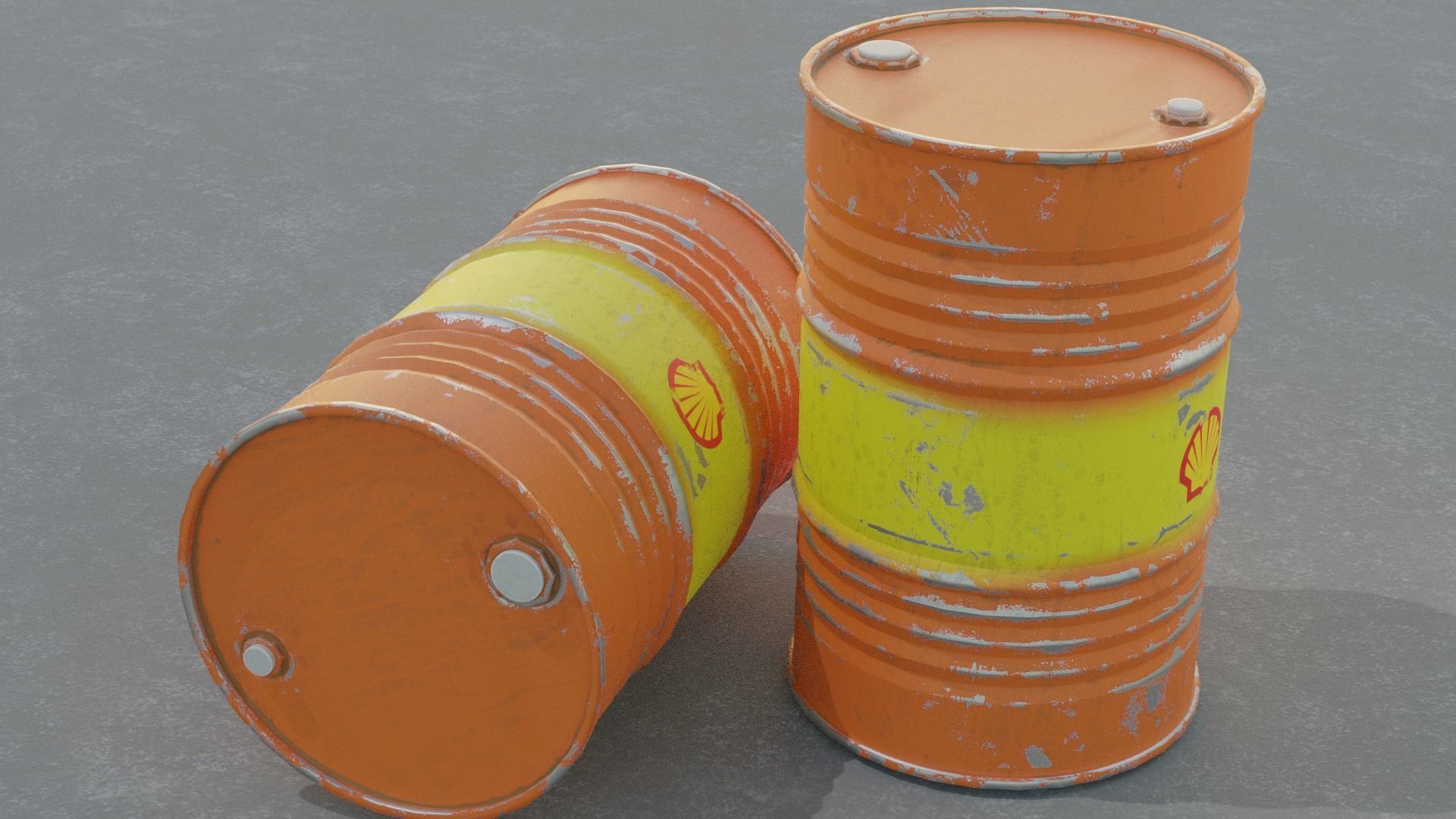 Old Steel Barrel Low-poly 3D model_2