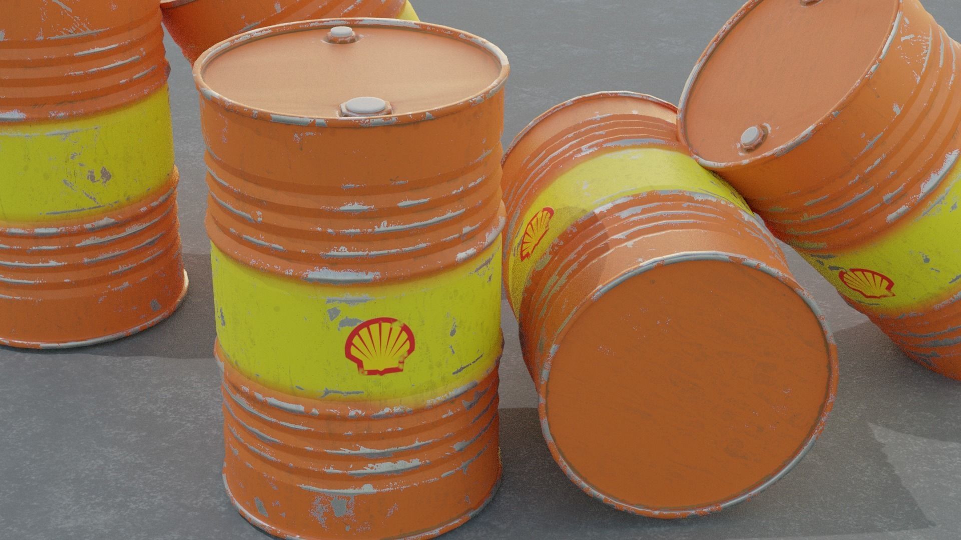 Old Steel Barrel Low-poly 3D model_3