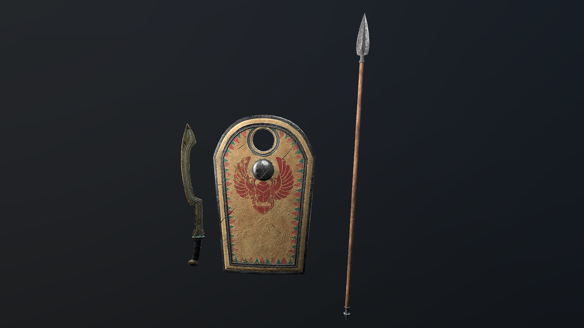 Egyptian Warrior Low-poly 3D model_5