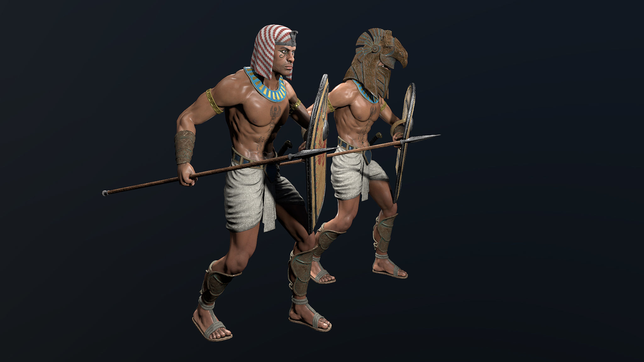 Egyptian Warrior Low-poly 3D model_4