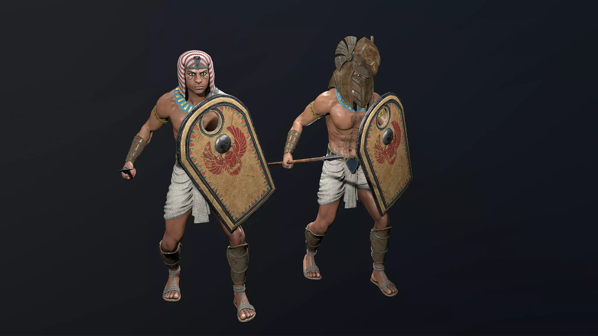 Egyptian Warrior Low-poly 3D model_0