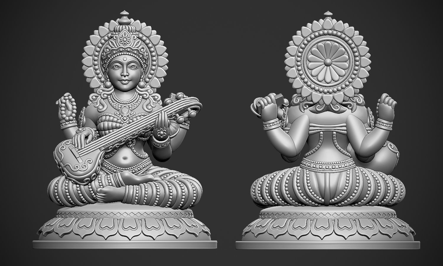 Saraswati Jee version 2 idol 3D print model_11
