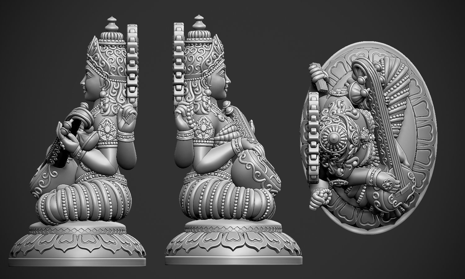 Saraswati Jee version 2 idol 3D print model_12