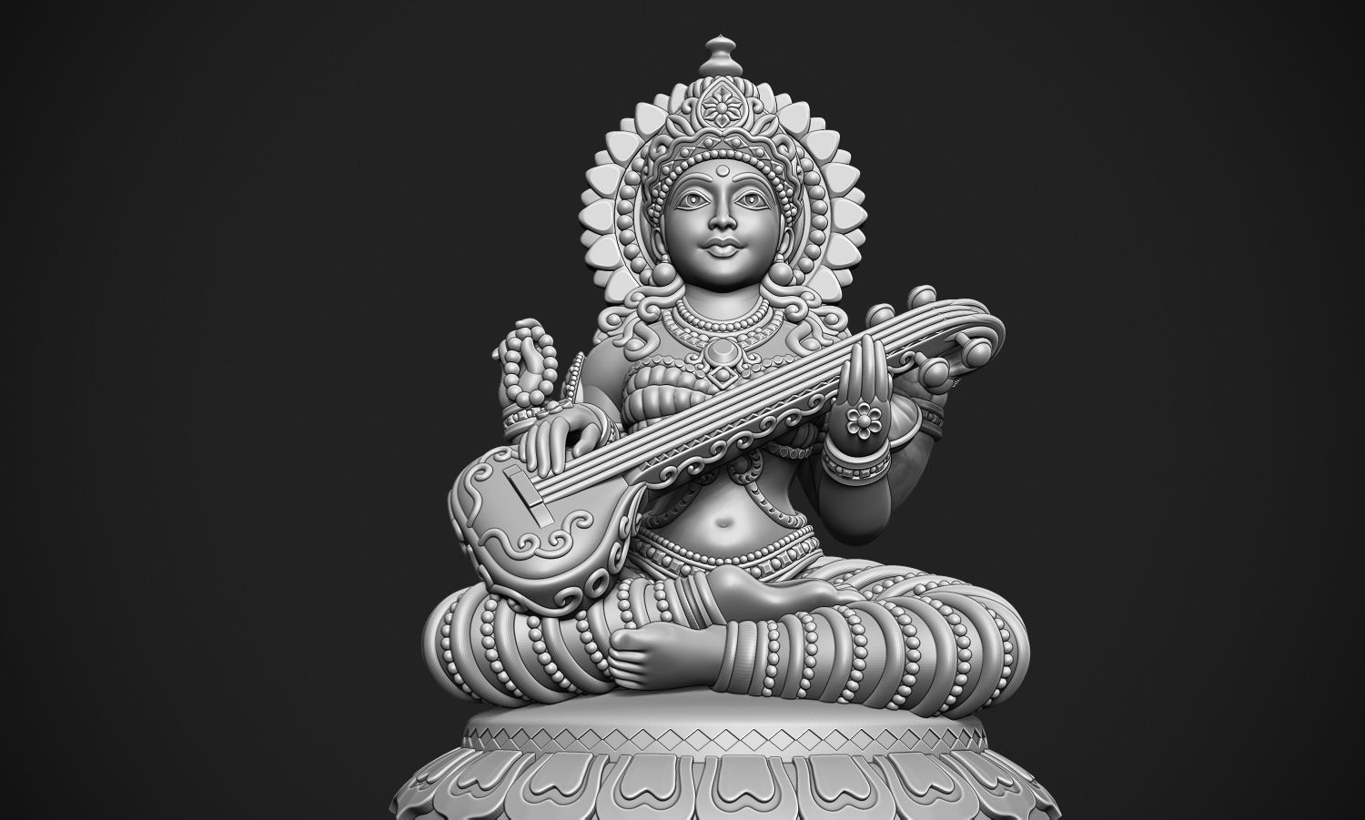 Saraswati Jee version 2 idol 3D print model_7