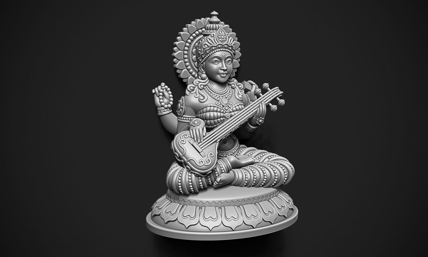 Saraswati Jee version 2 idol 3D print model_1