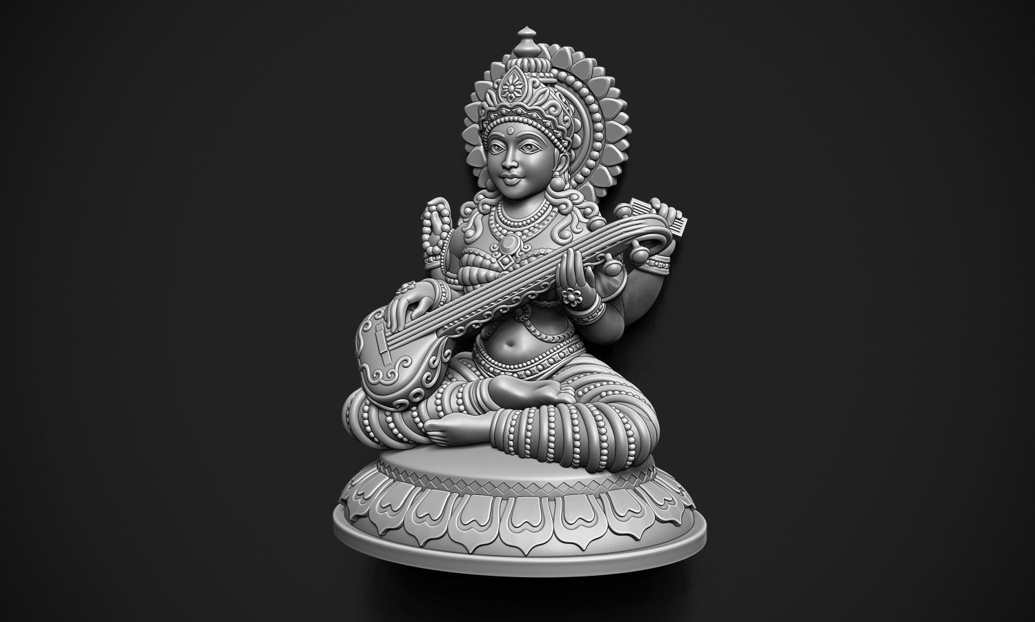 Saraswati Jee version 2 idol 3D print model_2