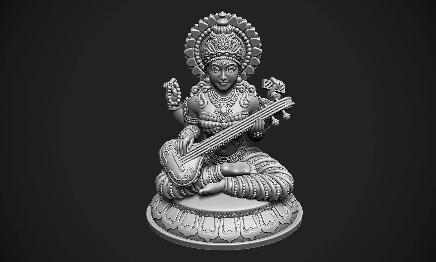 Saraswati Jee version 2 idol 3D print model_6
