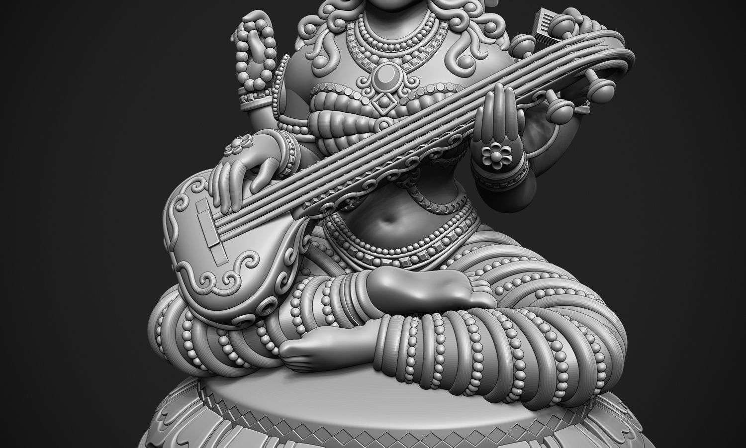 Saraswati Jee version 2 idol 3D print model_9