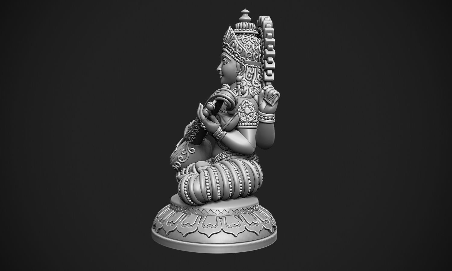 Saraswati Jee version 2 idol 3D print model_4