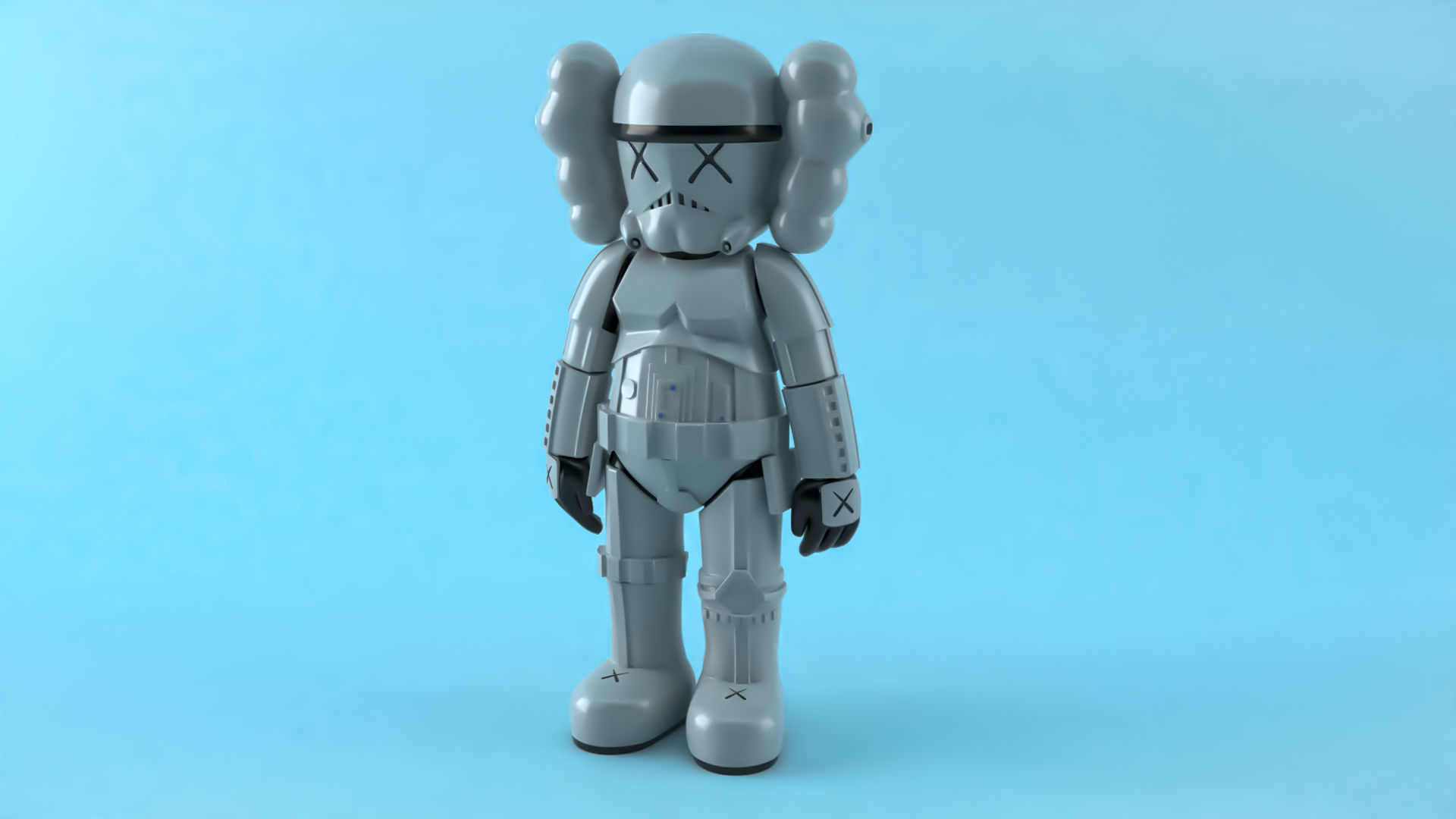 Kaws Star Wars White StormTrooper Fluid Sculpture 3D print model_5