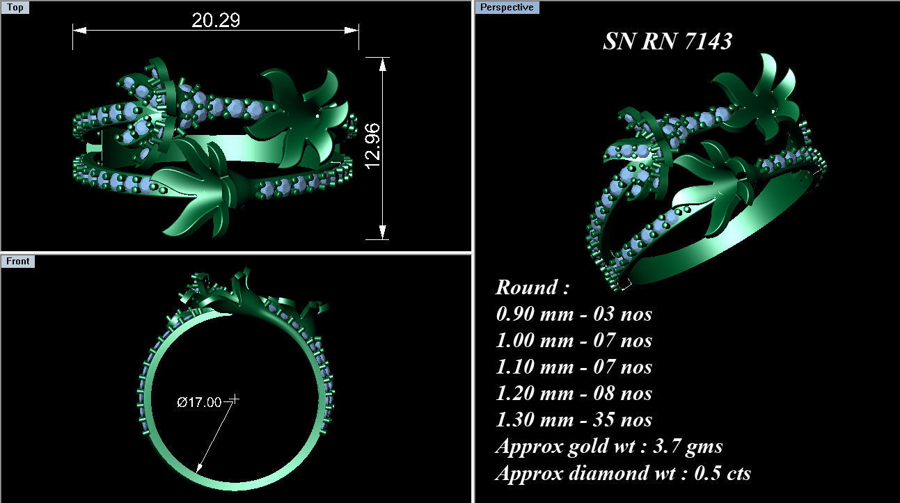 High Jewelry Cocktail Rings 3dm stl render-1 details 3D print model_1