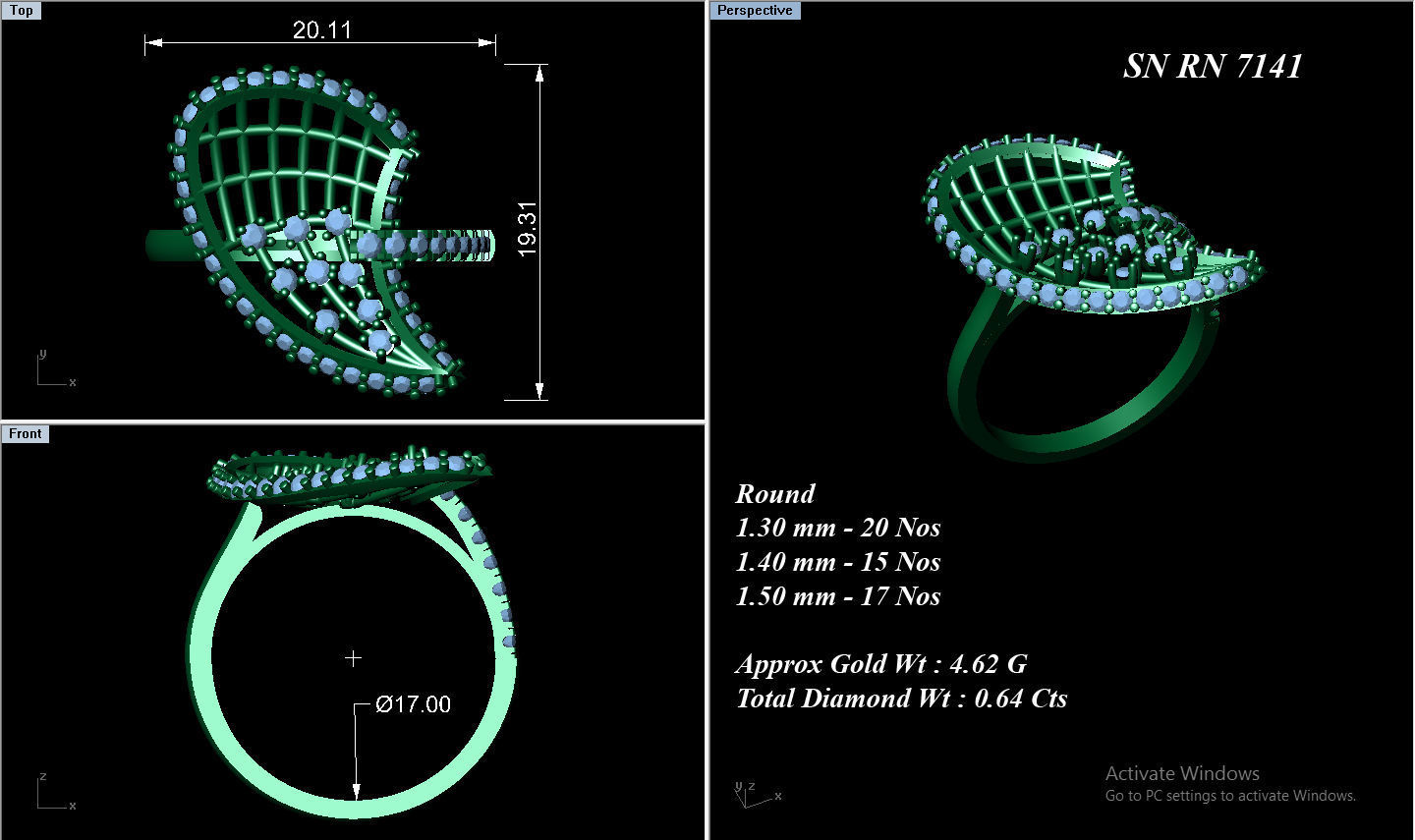 High Jewelry Cocktail Rings 3dm stl render-1 details 3D print model_1