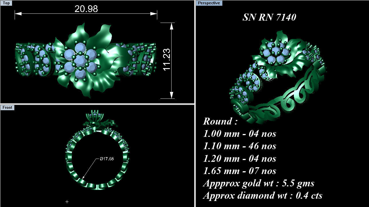 High Jewelry Cocktail Rings 3dm stl render-1 details 3D print model_1