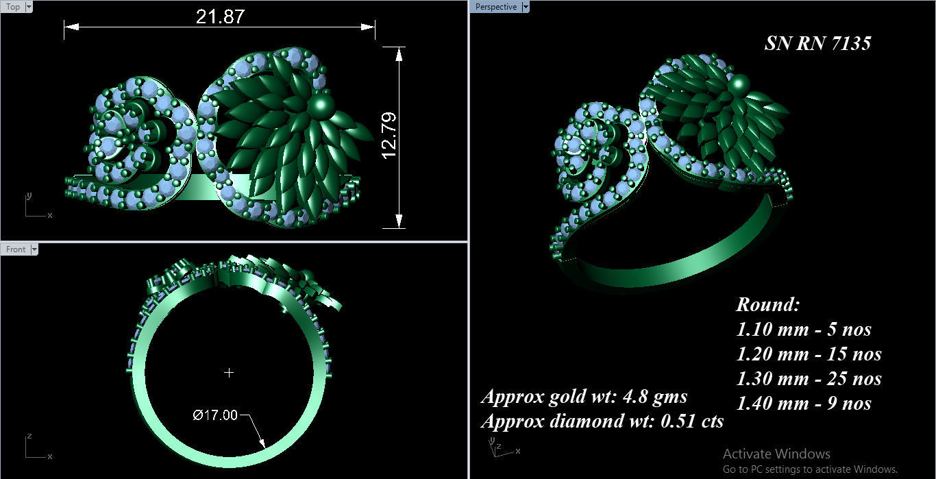 High Jewelry Cocktail Rings 3dm stl render-1 details 3D print model_1