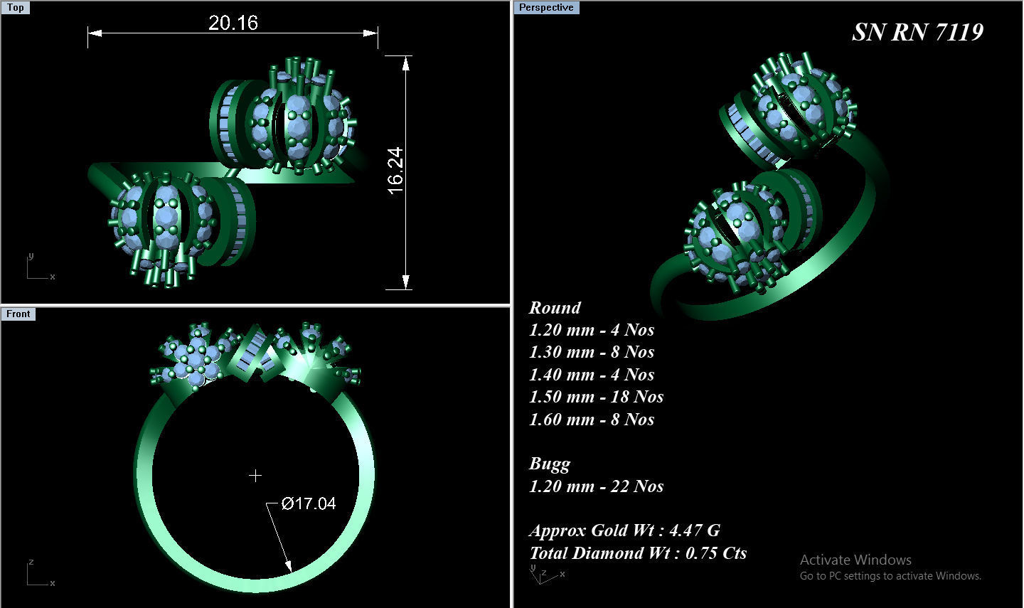 High Jewelry Cocktail Rings 3dm stl render-1 details 3D print model_1