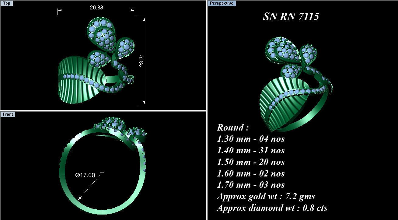High Jewelry Cocktail Rings 3dm stl render-1 details 3D print model_1