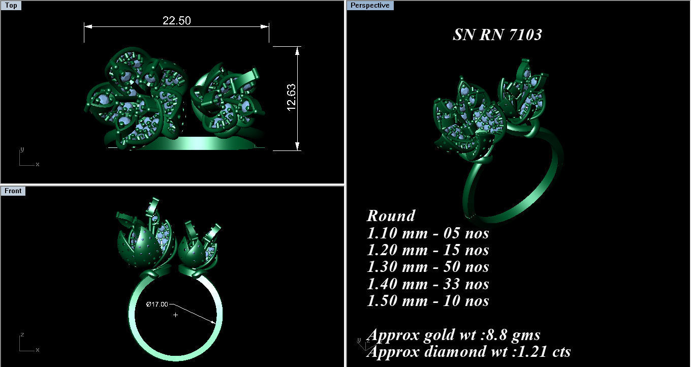 High Jewelry Cocktail Rings 3dm stl render-1 details 3D print model_1