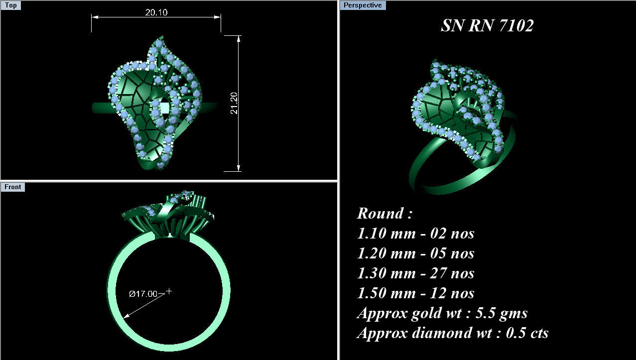 High Jewelry Cocktail Rings 3dm stl render-1 details 3D print model_1