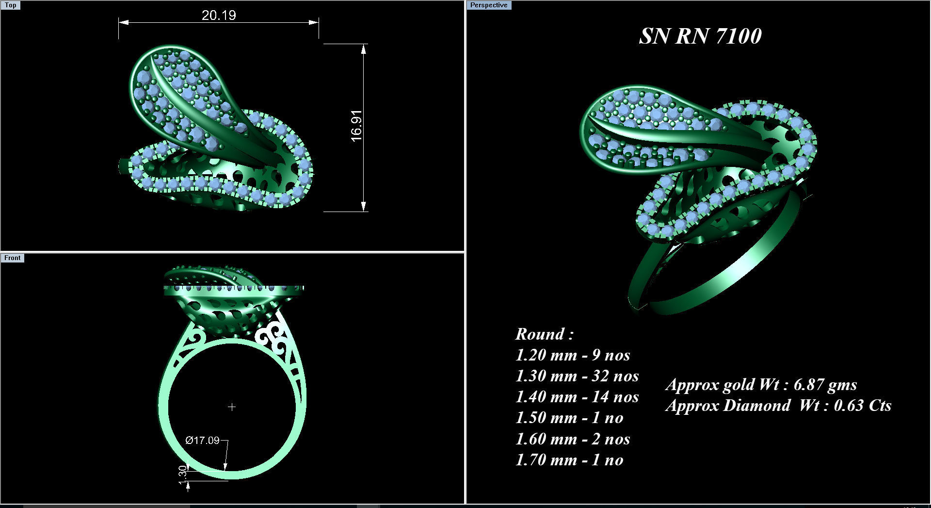 High Jewelry Cocktail Rings 3dm stl render-1 details 3D print model_1
