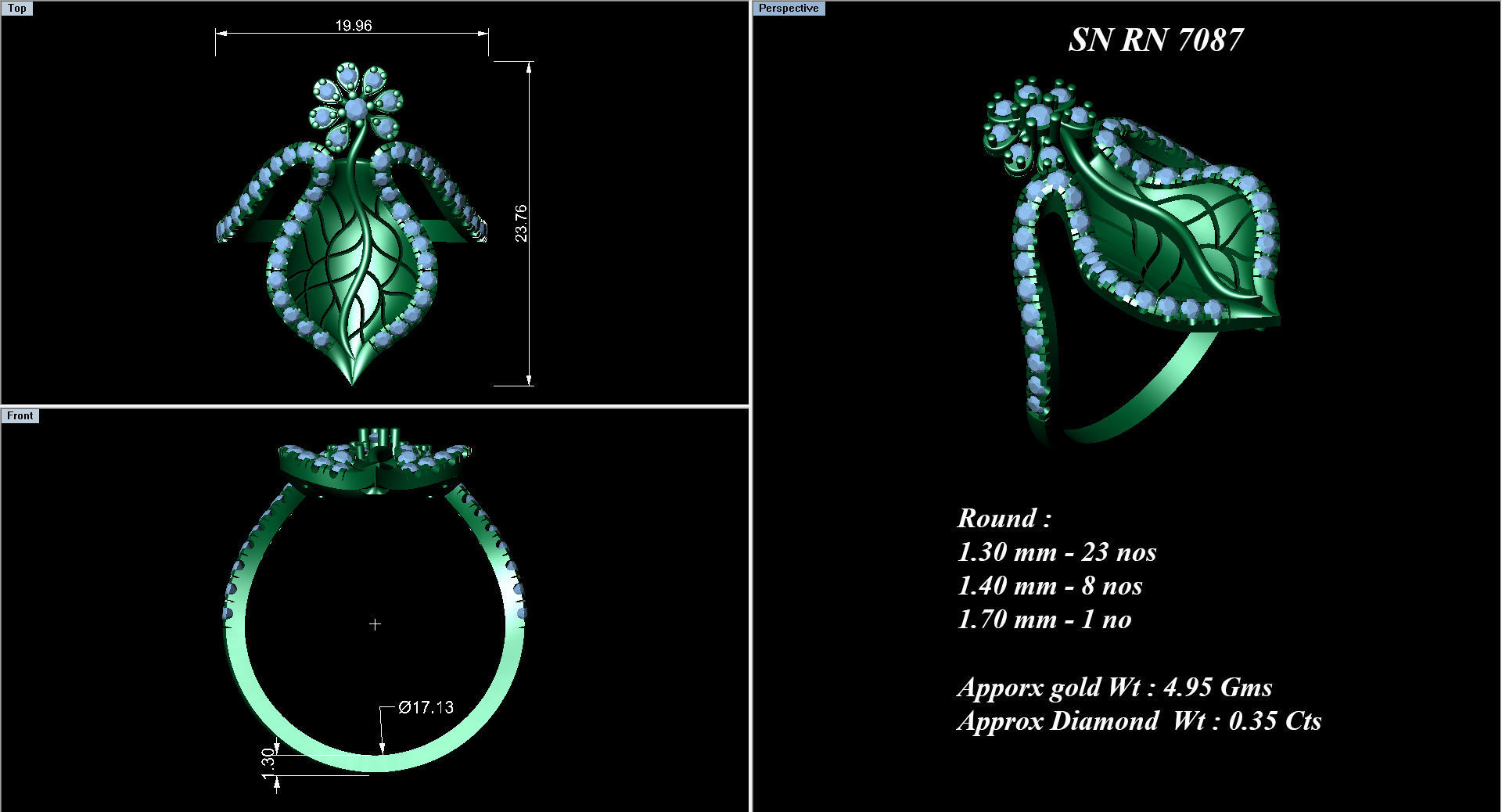 High Jewelry Cocktail Rings 3dm stl render-1 details 3D print model_1