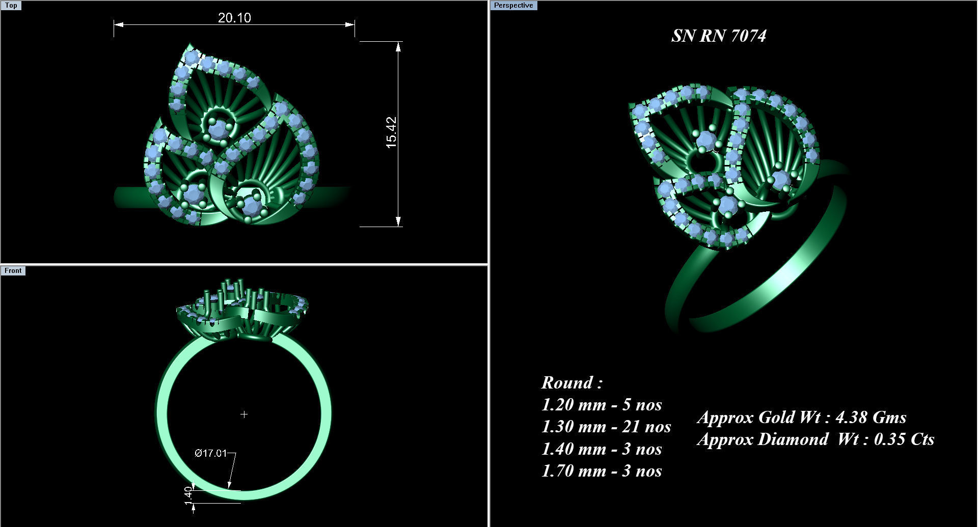 High Jewelry Cocktail Rings 3dm stl render-1 details 3D print model_1