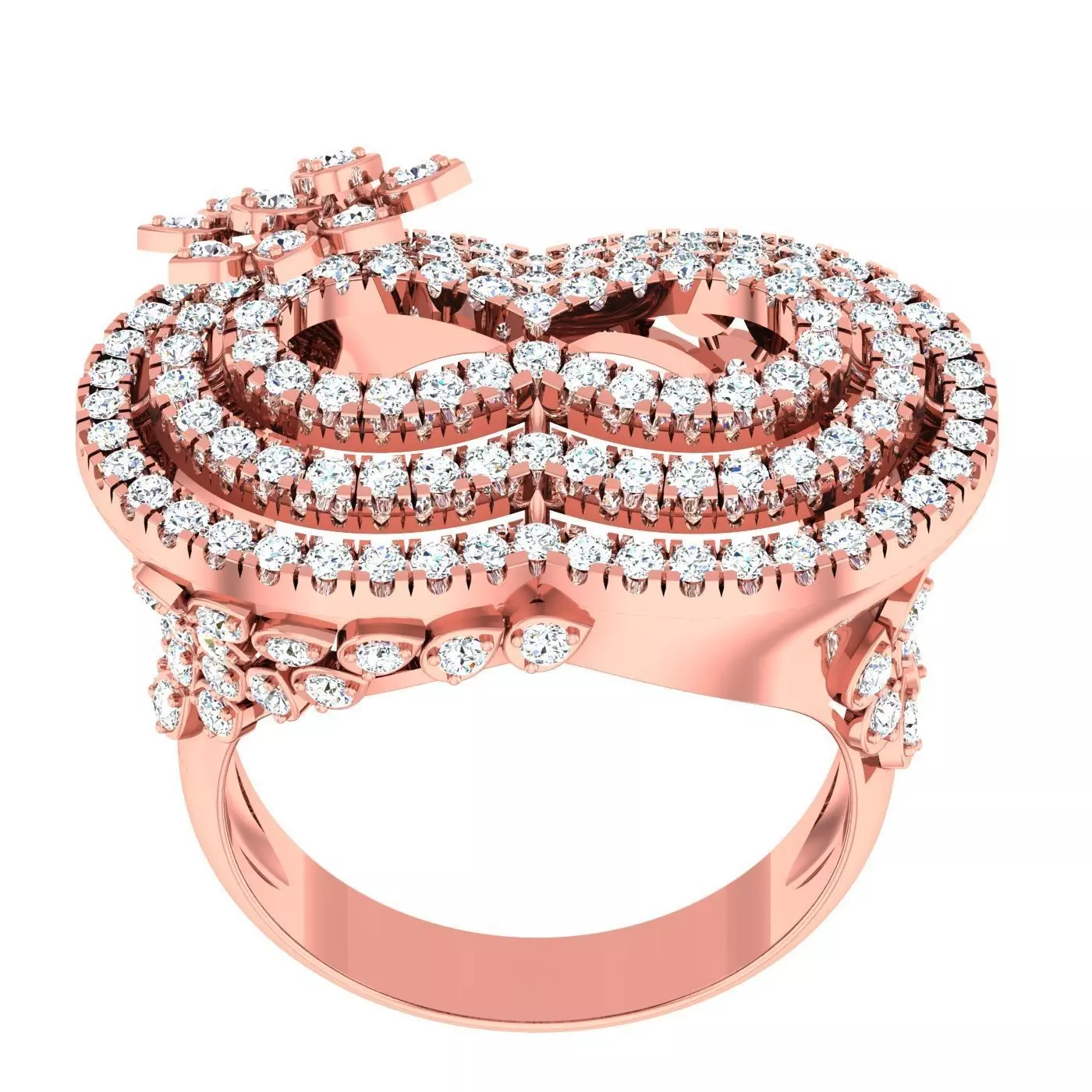 High Jewelry Cocktail Rings 3dm stl render-1 details 3D print model_0