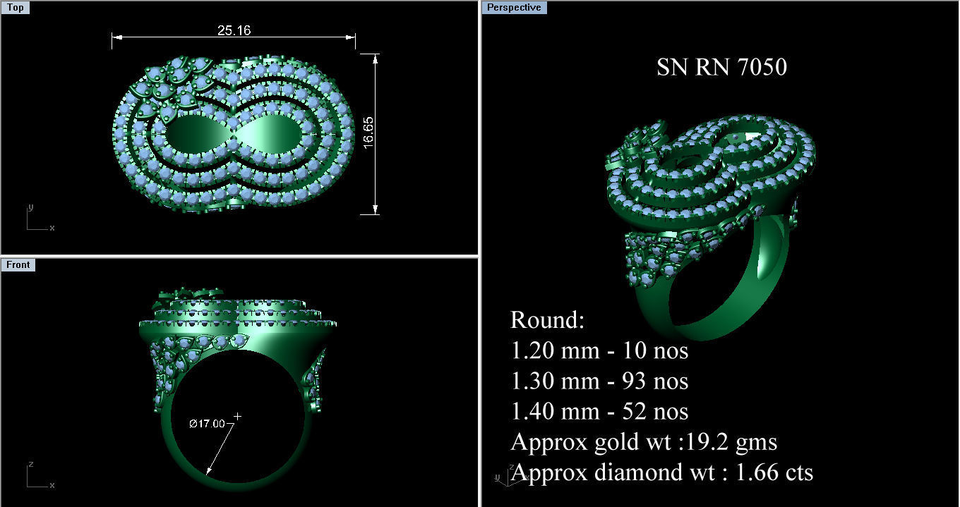 High Jewelry Cocktail Rings 3dm stl render-1 details 3D print model_1