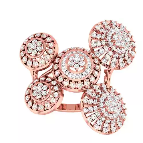 High Jewelry Cocktail Rings 3dm stl render-1 details