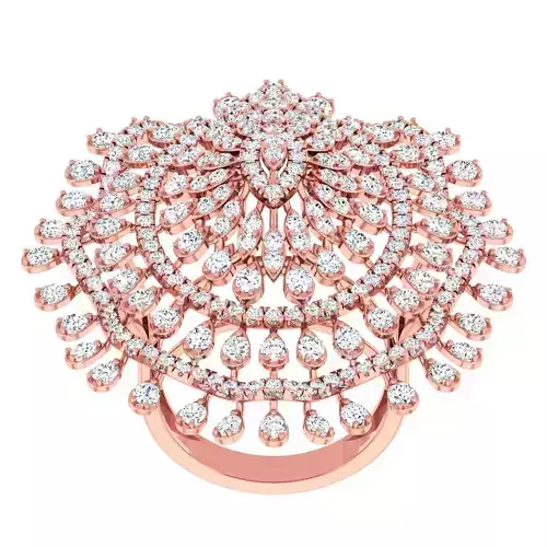 High Jewelry Cocktail Rings 3dm stl render-1 details