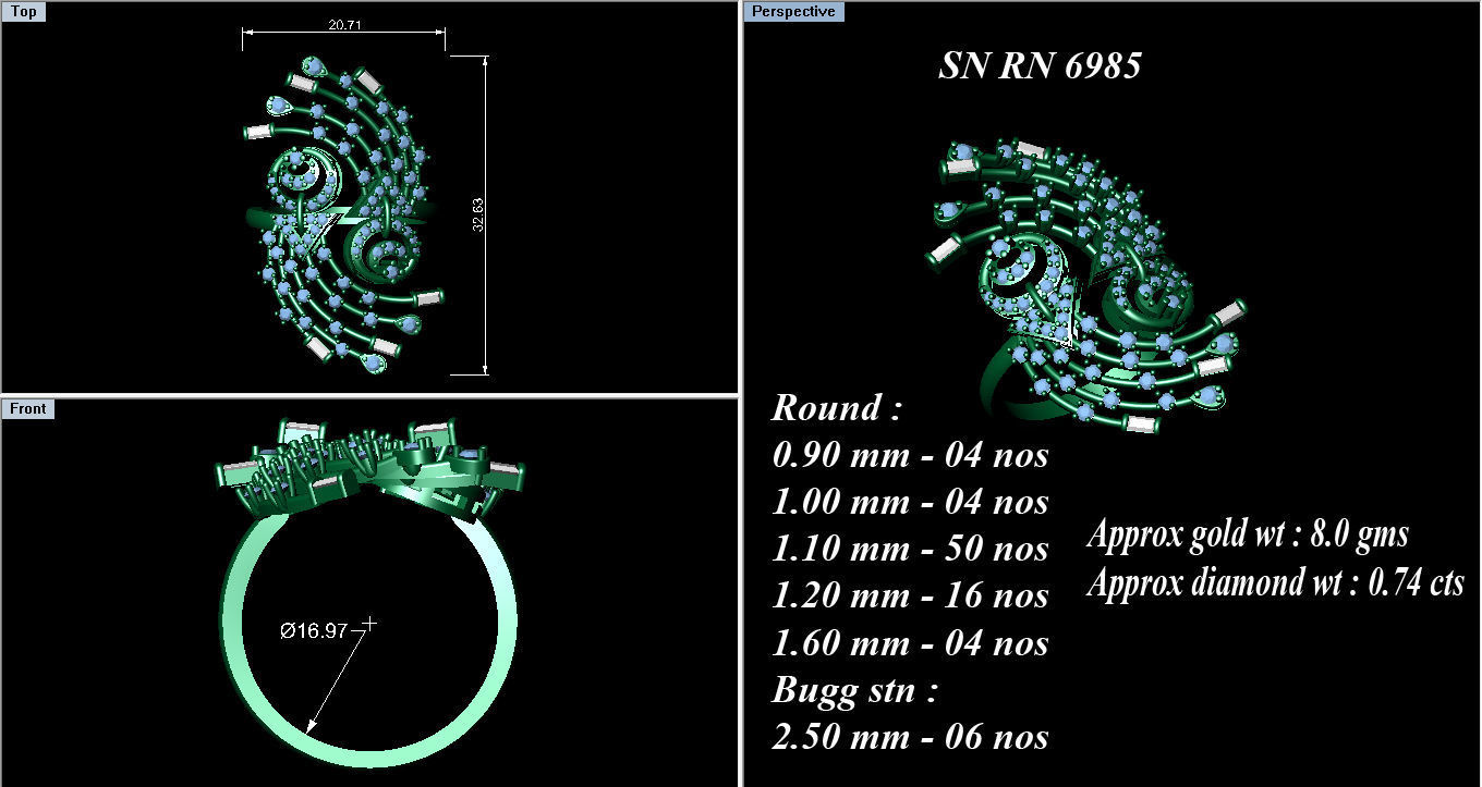 High Jewelry Cocktail Rings 3dm stl render-1 details 3D print model_1