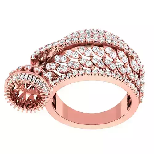 High Jewelry Cocktail Rings 3dm stl render-1 details