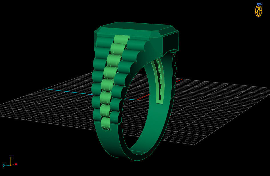 men ring  jewelry Gold  silver 3D print model_9