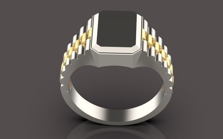 men ring  jewelry Gold  silver 3D print model_2