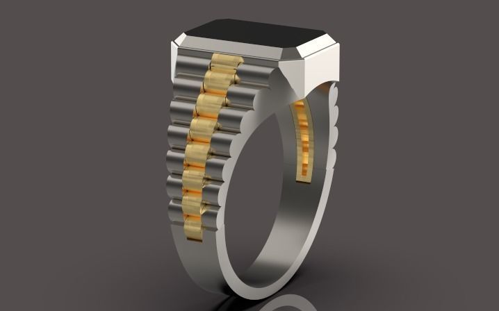 men ring  jewelry Gold  silver 3D print model_1