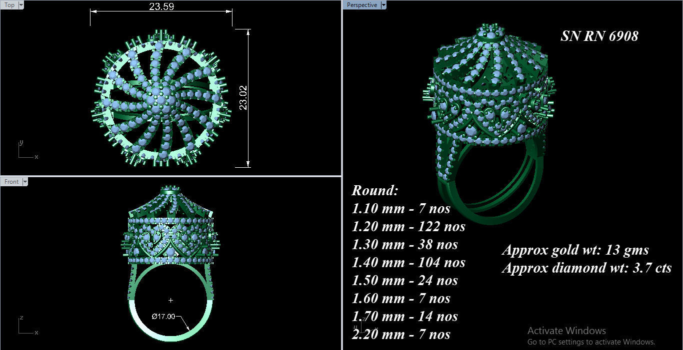 High Jewelry Cocktail Rings 3dm stl render-1 details 3D print model_1