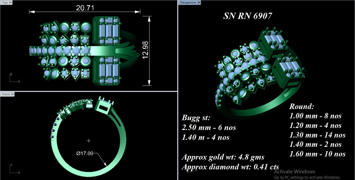 High Jewelry Cocktail Rings 3dm stl render-1 details 3D print model_1
