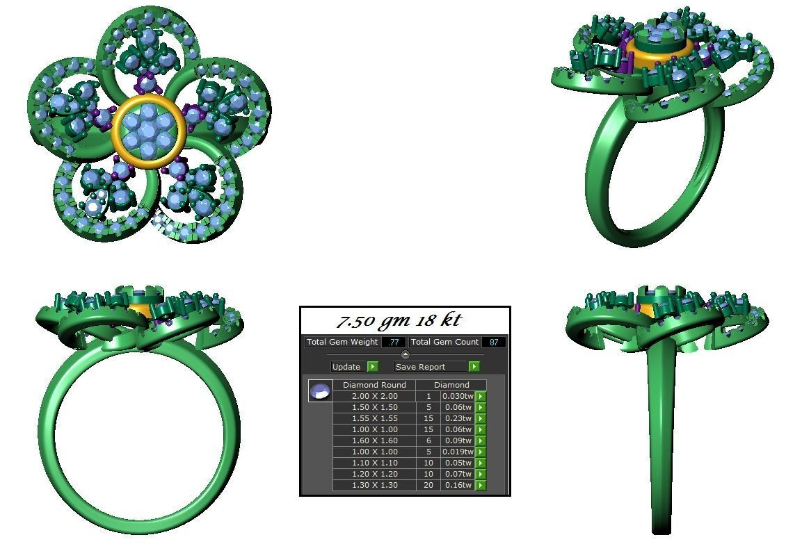 High Jewelry Cocktail Rings 3dm stl render-1 details 3D print model_1