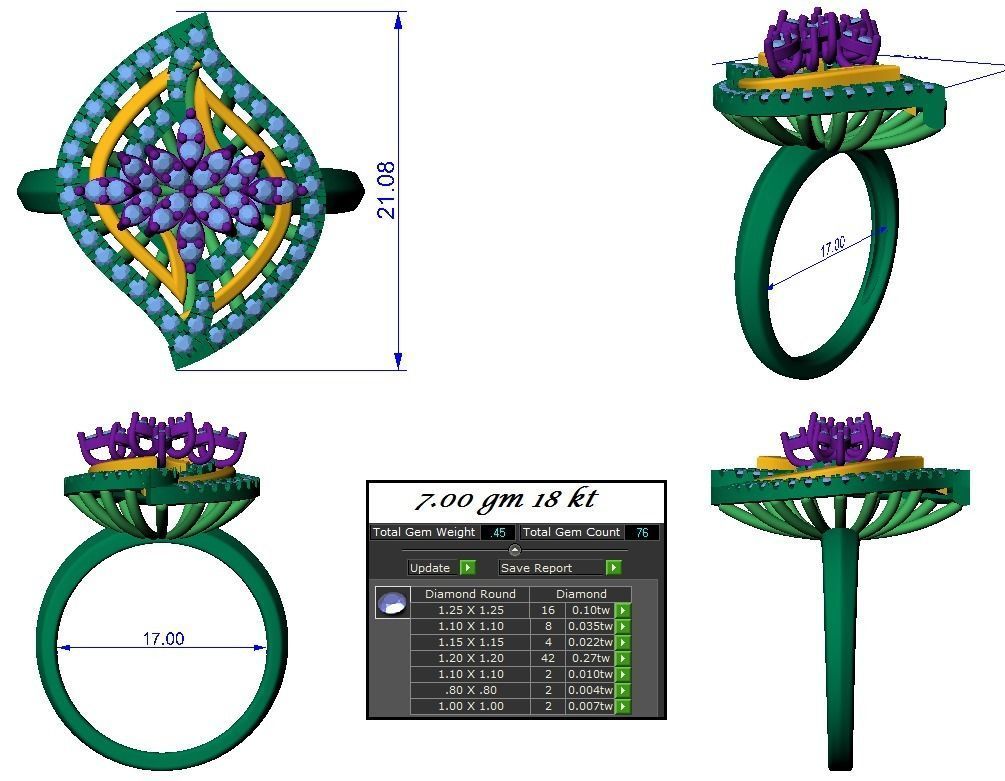 High Jewelry Cocktail Rings 3dm stl render-1 details 3D print model_1