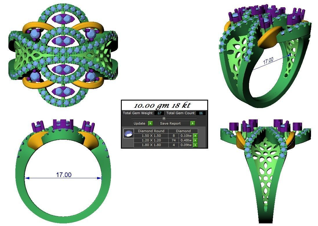 High Jewelry Cocktail Rings 3dm stl render-1 details 3D print model_1