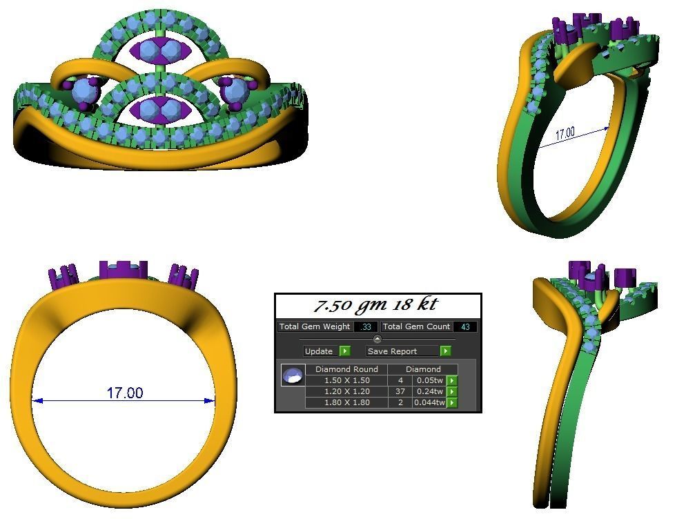 High Jewelry Cocktail Rings 3dm stl render-1 details 3D print model_1